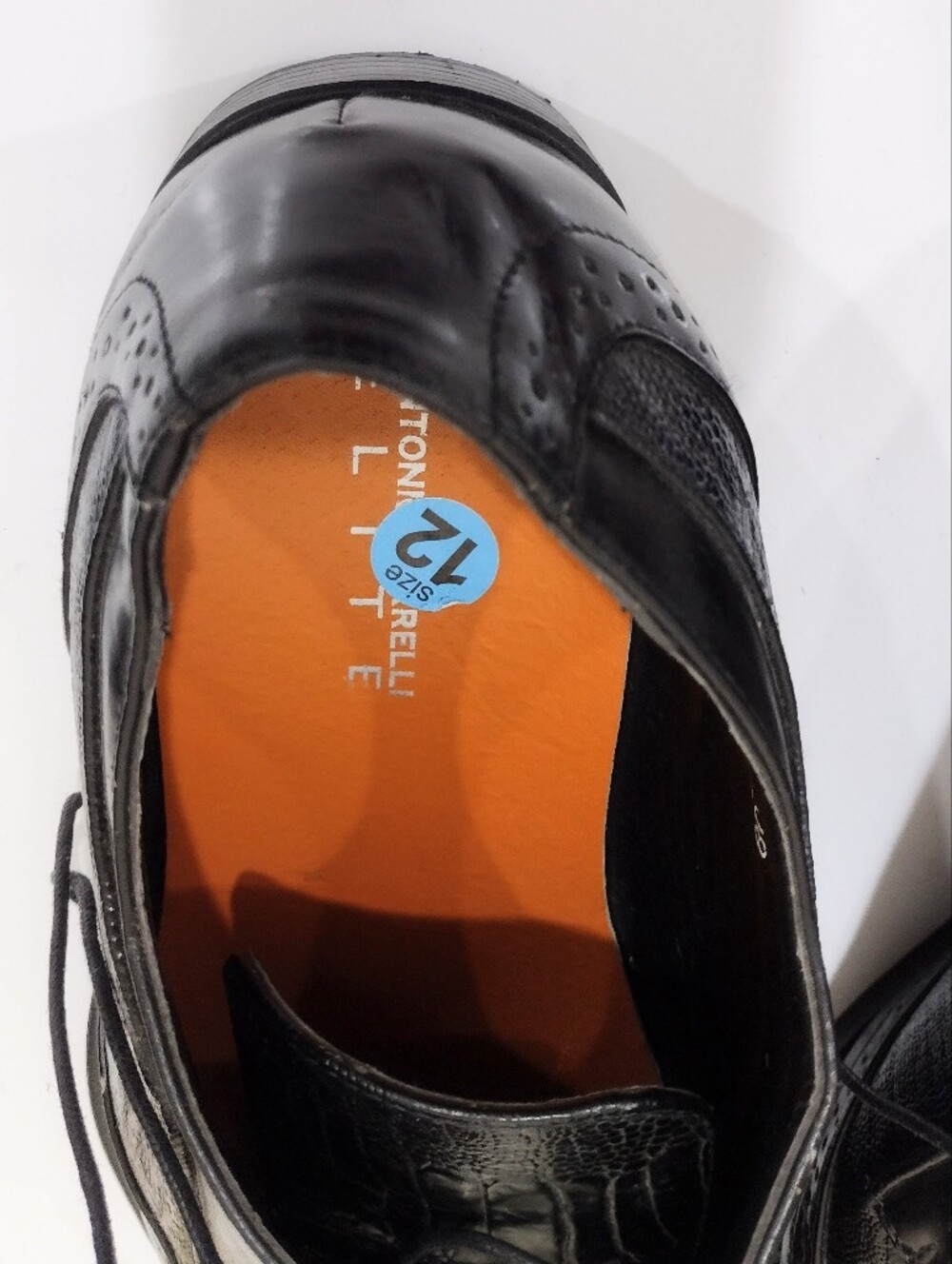 Antonio Cerrelli Sz 12 Men's Black Wingtip Derby Dress Shoes - Classic Lace-Up - Picture 5 of 16